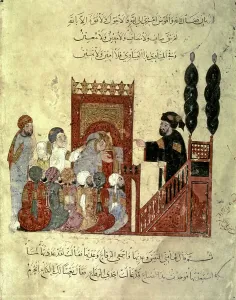 Muslims Prints: Scene inside a mosque, 1237 (miniature)