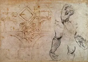 Scheme for the Sistine Chapel Ceiling, c. 1508 (pen & ink and chalk on paper)