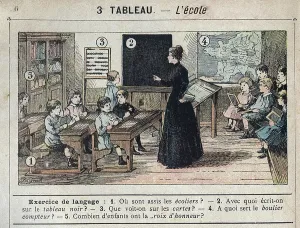Blackboard Prints: School class, (engraving)