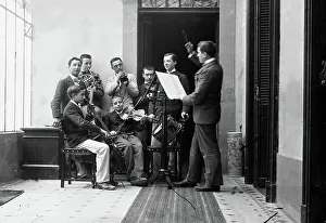 Images Dated 14th April 2024: in a school, a master makes his students repeat, who formed an orchestra, 1900