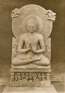 Sculpture of the Buddha preaching, from Sarnath, India (b/w photo) Sculpture of the Buddha preaching, from Sarnath, India (b/w photo)