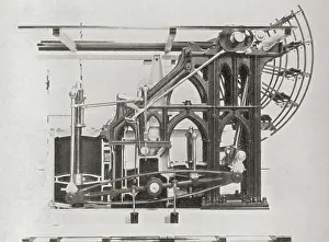 Heat Prints: Sectional view of a Side-lever engine (litho)