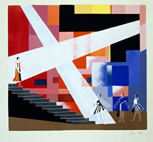 Set Design for Shakespeare's Macbeth, illustration from Maquettes de Theatre by Alexandra Exter Set Design for Shakespeare's Macbeth, illustration from Maquettes de Theatre by Alexandra Exter