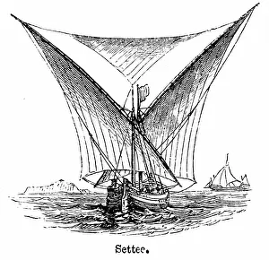 Settee Prints: A settee sail, 1850