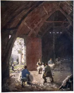 Sheepshearing, Esthwaite Hall Farm, from a portfolio of prints from the original Sheepshearing, Esthwaite Hall Farm, from a portfolio of prints from the original