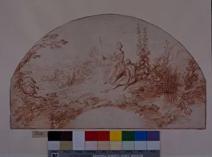 A shepherdess seated with her swain (red chalk on white paper) A shepherdess seated with her swain (red chalk on white paper)