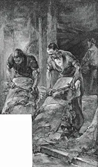 Designs, Plans, Ceilings, Floors And Murals Prints: Shoe leather processing, 1885
