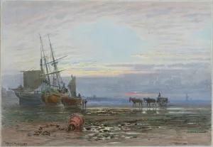 Shore Scene - Sunset (pencil & w/c on paper (pasted on card)) Shore Scene - Sunset (pencil & w/c on paper (pasted on card))