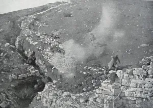 Shrapnel Prints: Shrapnel exploding from an Australian Shell, 1917