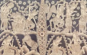 Far East Prints: Siwa transforms into a phallic statue, 1933 (wash technique & gold paint on paper)