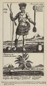 South American Indian with a chocolate pot, drinking cup and stirrer (molinet) (engraving) South American Indian with a chocolate pot, drinking cup and stirrer (molinet) (engraving)