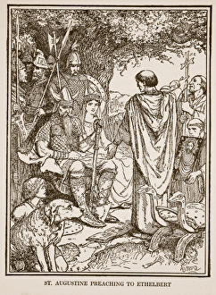 Briton Prints: St. Augustine preaching to Ethelbert, illustration from A History of England