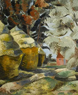 Agriculture And Rural Scene Prints: The Stackyard, c. 1925 (oil on canvas)