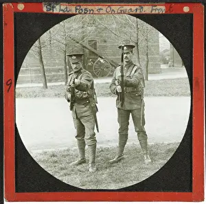 Drill Prints: Standing Loading Position and On Guard Front. 1914 (lantern slide)