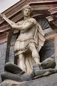 Diavolo Prints: Statue of St. Michael defeating the devil, detail of the Mausoleum of St. Pius V (marble)