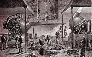 Machines Prints: Steel work processing by Bessemer method, 1897 (engraving)