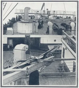 Doomed Prints: The stern and sun deck of the Titanic where some second