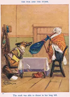 Harry (1878-1950) Rountree Prints: The stork was able to thrust her long bill
