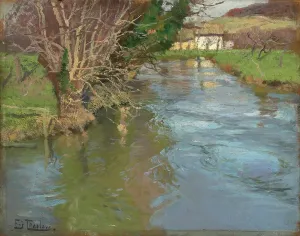 Frits Thaulow Prints: A Stream in Spring, (oil on panel)