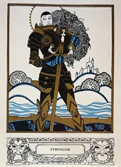 Prints of NAT128222 Strength from Everyman, published by Chapman and Hall, 1925 (colour litho) by Austen Images Dated 2007 January: Strength from Everyman, published by Chapman & Hall, 1925 (colour litho)