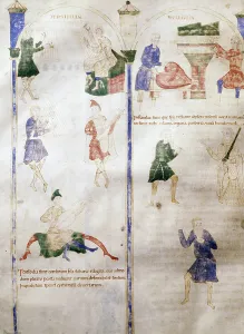 Literature Medieval Prints: String and wind instruments, miniature, Italy, 12th century