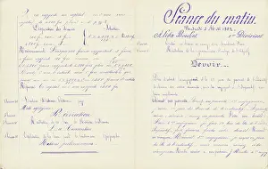 Encre Prints: Student notebook: problems (continued), conjugation homework, 1882 (handwritten)