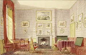 Curtains Prints: The Study, The Close, Winchester, 1850, Corfe, Beatrice, Olive, Watercolour