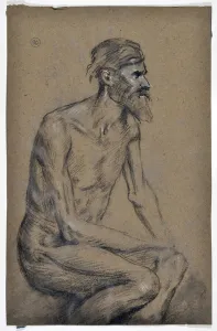 Human Person Prints: Study of Seated Man (drawing)