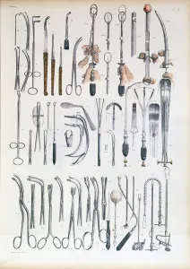 Surgical instruments for tonsil operations, plate from Traite Complet de l