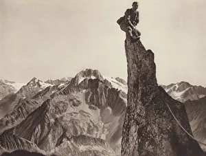 Switzerland: Gendarme on the Sonnigwichel, looking towards the Oberalpstock (b/w photo) Switzerland: Gendarme on the Sonnigwichel, looking towards the Oberalpstock (b/w photo)