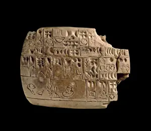 Sumerian Prints: Tablet listing quantities of various commodities, with circles