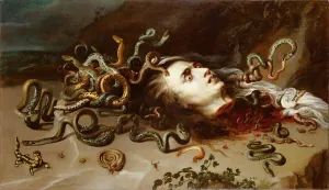 Tete de Meduse - Head of Medusa - Pieter Paul Rubens (1577-1640). Oil on canvas, c. 1617-1618. Dimension : 68,5x118 cm Tete de Meduse - Head of Medusa - Pieter Paul Rubens (1577-1640). Oil on canvas, c. 1617-1618. Dimension : 68,5x118 cm