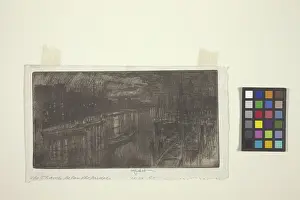 Framed Print : The Thames Below The Bridge (etching)