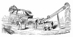 Threshing Prints: A threshing machine and straw elevator