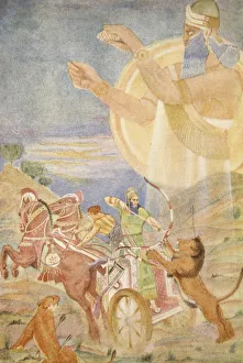 Tiglath-Pileser I directed by Ninib, illustration from Myths and Legends of Babylonia and Assyria by Lewis Spence Tiglath-Pileser I directed by Ninib, illustration from Myths and Legends of Babylonia and Assyria by Lewis Spence