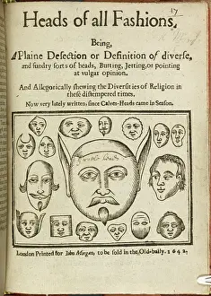 Abnormal Prints: Title page with illustrations of several faces, in novelty shapes with varied expressions