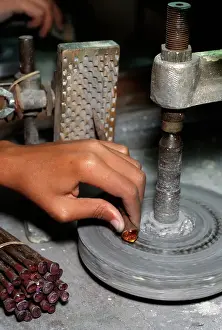 Topaz processing during cutting phase, Ouro Preto, Minas Gerais State, Brazil