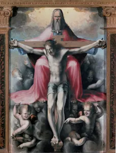 Domenico Beccafumi Prints: Triptych of the Trinity. Detail central panel, 1513 (painting on wood)