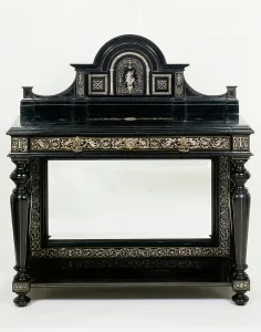 Black Color Prints: Two-level console table with sculpted top