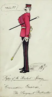 Chest Prints: Types of the British Army: Sergeant Instructor, Grenadier Guards, 1901 (w/c on paper)