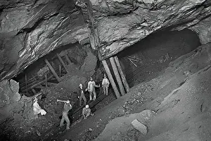 Industry,work,markets And Shop Prints: Underground Mining, Dolcoath, Cornwall, 1893 (b/w photo)