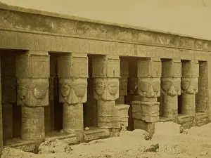 Hathor Prints: Upper level of temple dedicated to Hathor, located in Dendara, Egypt. 1880 (photo)