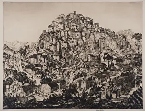 View of Anticoli Corrado with peasant women in the foreground (engraving & drypoint) View of Anticoli Corrado with peasant women in the foreground (engraving & drypoint)