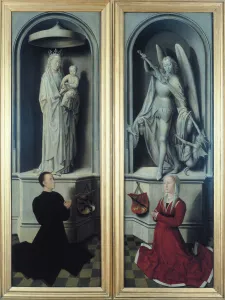 View of The Last Judgement with its panels closed, depicting the donors View of The Last Judgement with its panels closed, depicting the donors