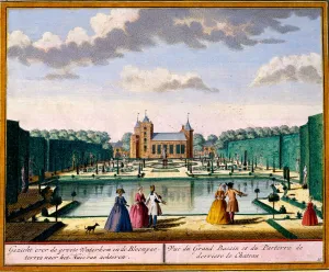View of the large basin and parterre at the back of the house View of the large basin and parterre at the back of the house
