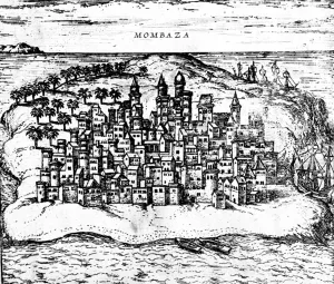 View of Mombaza, from Georg Braun's Civitates orbis terrarum View of Mombaza, from Georg Braun's Civitates orbis terrarum