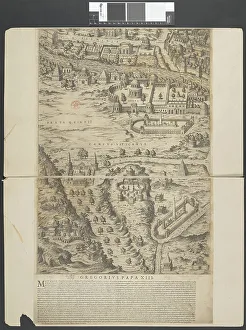 Etienne Duperac Prints: A View, showing the position of several of the more important ancient Roman edifices