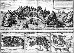 Views of Aden, Mombaza, Quiloa and Cefala, from Georg Brauns Civitates Views of Aden, Mombaza, Quiloa and Cefala, from Georg Brauns Civitates