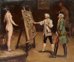A Visit to the Studio (oil on panel)