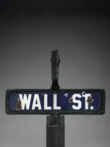 Wall Street, original post-top style intersection street sign Wall Street, original post-top style intersection street sign